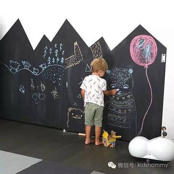 带涂鸦墙的儿童房 再也不用担心孩在墙上乱...
