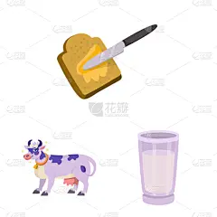 食品,奶制品,图标集,饮料,农业,杯,面包,成分,牛,动物