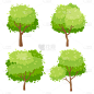 手绘茂密大树植物插画元素