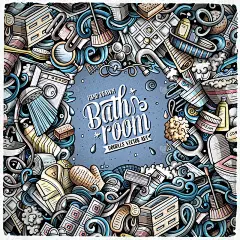 Bathroom hand drawn vector doodles illustration. B