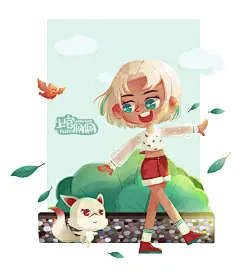 儿童插画；小场景，改了一版白头发的。