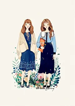 #手绘作品#  闺蜜，就是另一个自己。别以为不经常见面，感情就淡了～ ​（投稿：@Halle-Berry） ​ ​​​​