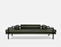 Green Leather Contemporary Daybed with Matte Black Frame by Luteca For Sale at 1stdibs