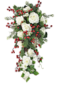Winter Red Berry, Ivory Rose, Pine and Cedar Greenery