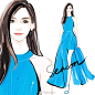 #jjseason插画# #明星红毯礼服插画# -----  @angelababy 杨颖 in Elie Saab 清新蓝色美裙 ​​​​