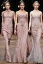 #婚纱#  来自法国品牌 Georges Hobeika的时尚礼服~源自法国的浪漫，轻盈飘逸的裸色系礼服，也可以做为伴娘礼服，让自己的好姐妹们在婚礼当天也美丽起来~