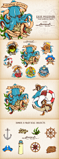 Classic Tattoo Illustrations : Handdrawn classic tattoo illustrations with nautical theme. Ready to use for your project. Just add your own text and font to get an awesome design, colors separated in layer and easy to change. Bonus 8 vector objects.Availa