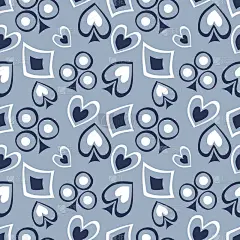 无缝矢量模式与图标的扑克牌。背景与手绘符号。装饰重复点缀。系列游戏和赌博无缝矢量模式。