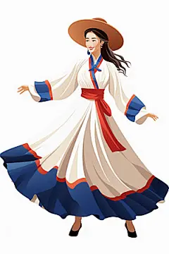 藏族人物手绘传统插画