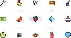 数字8,像素化,计算机图标,分离着色,部分,计算机,几何形状,捆,收集,联系