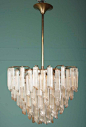 Magnificent Hand-Cut Crystal Glass Chandelier with Gold Inclusions by Camer 2
