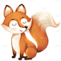 卡通风-动物元素-狐狸