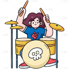 卡通风摇滚音乐人物插画贴纸7