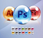 15个透明圆形ADOBE旗下软件图标素材 - 叶信设计素材下载 - PNG图标|EPS矢量|PSD分层|英文字体|PS笔刷|背景花纹