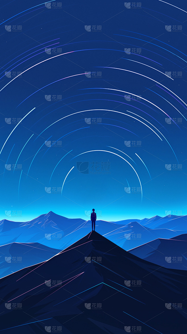 风光系列合成-长曝光星空剪影通用背景素材