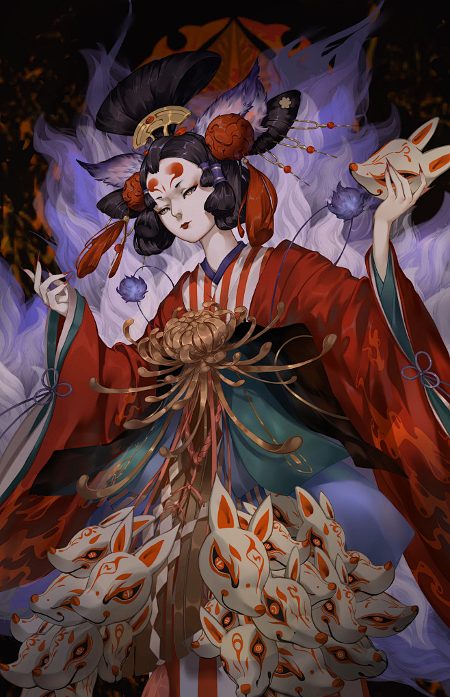 玉藻前_木同__插画师作品_涂鸦王国gr...