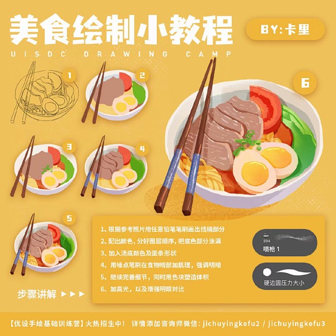 美食绘制小教程  -肉蛋番茄面条家常拉面...