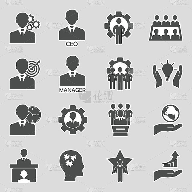 CEO And Manager Icons. Sticker Design. Vector Illu