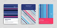 条纹背景。一套A4立式彩色线条的宣传册。收集业务模板。封面设计在平坦的风格。