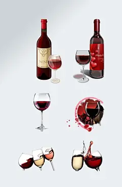 卡通手绘红酒免抠素材