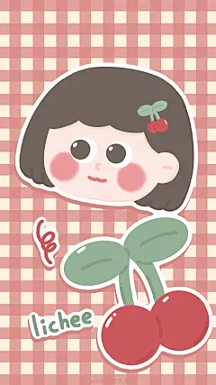 卡通 手机壁纸 女孩 格子 不同尺寸 cr：限定大发
