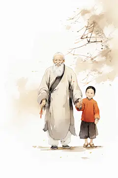 AI数字艺术中国风水墨古风教师节插画