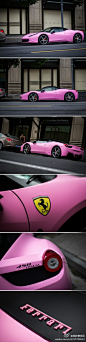街拍粉粉嫩嫩法拉利458 Italia，吸引众多眼球~（转）