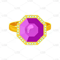 金戒指与黄玉矢量插图