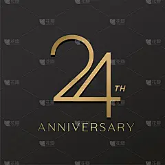 24周年庆典标志与优雅的数字金光设计
