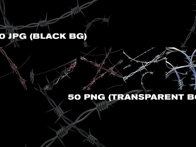 4471 50款3D渲染金属镀铬荆棘铁刺PNG免扣质感背景元素设计套装Barbed Wire@GOOODME.COM : 4471 50款3D ...