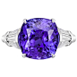 Exquisite Cushion-Cut Tanzanite & Diamond Ring坦桑黝帘石和钻石戒指