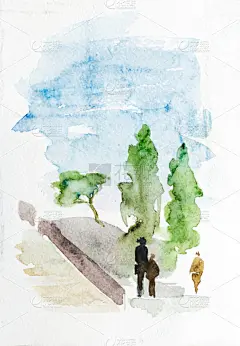 绘画插图,罗马,插画,水彩画,垂直画幅,贺卡,新的,艺术