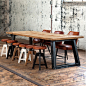 美式复古实木铁艺餐桌椅组合简约饭桌长方形桌酒吧桌办公桌会议桌-淘宝网