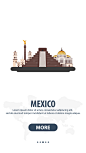 【矢量素材】旅行APP启动界面20个国家之墨西哥Mexico特色建筑旅游插画 @木木夕○