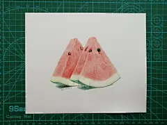 西瓜-彩铅手绘_一枚懒乔木__插画师作品_涂鸦王国gracg.com