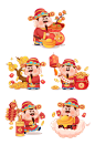 龙年春年新春新年过年除夕中国风中式卡通感财神爷插画人物元素素材_193359473