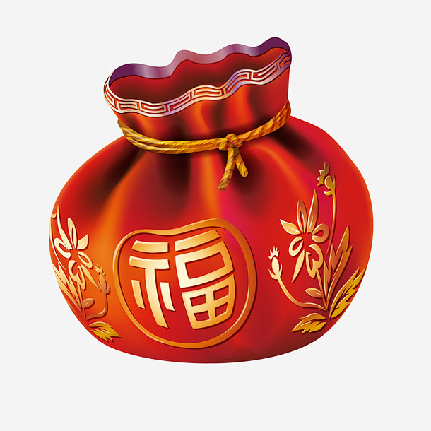 一只立体化的红色福袋矢量图高清素材一只福袋传统节日新年春节立体化