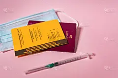 接种疫苗护照，旅行豁免证书。抗击全球新冠肺炎大流行的口罩和疫苗。重新开放机场和国际边界