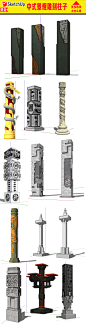 中式景观雕刻柱