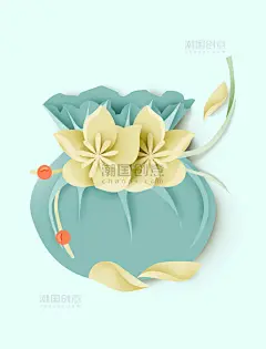 清明节中国风剪纸清明香囊元素