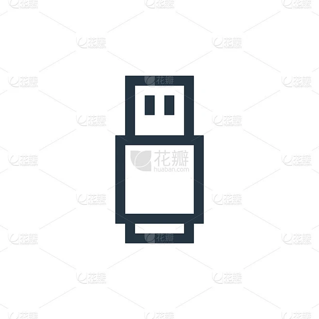 Usb图标矢量来自无线技术的概念。usb可编辑的笔画细线插图。Usb线性标志使用在web和移动应用程素材-花瓣网