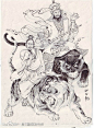 国画家李云中白描人物作品