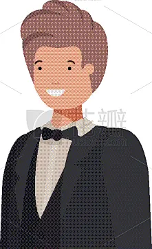 男商人,青年人,性格,头像,分离着色,可爱的,商务,商务人士,人,领结