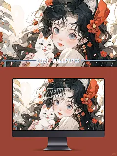 美少女壁纸 | 红色系 | 氛围感猫耳少女
