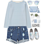 #blue #fresh#summer2016 #pale #stripes #Minimalist #fashionset #MyStyle #shorts #denim #simple