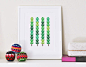 Art print | Modern Trees | Geometric Patterned Forest | Holiday art | Green