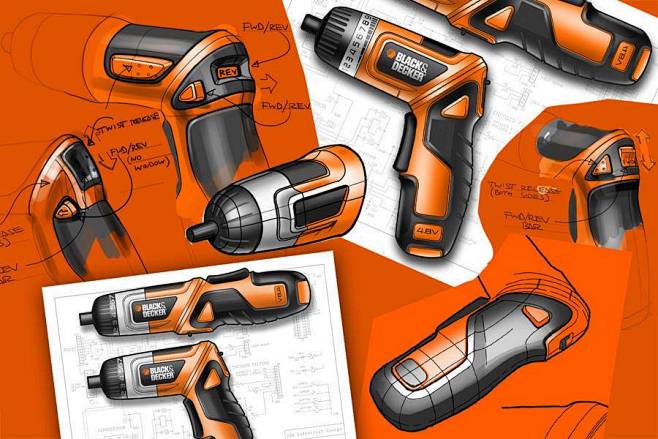 工业设计手绘效果图手持工具工具工业设计产品设计普象网