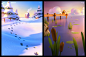 Winter and fishing backgrounds
