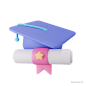 毕业帽毕业帽3D图标 @到位啦UI素材 3D图标模型