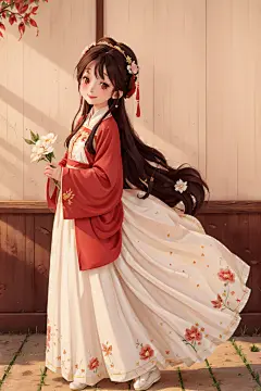 姿态优美古装汉服女生人物插画